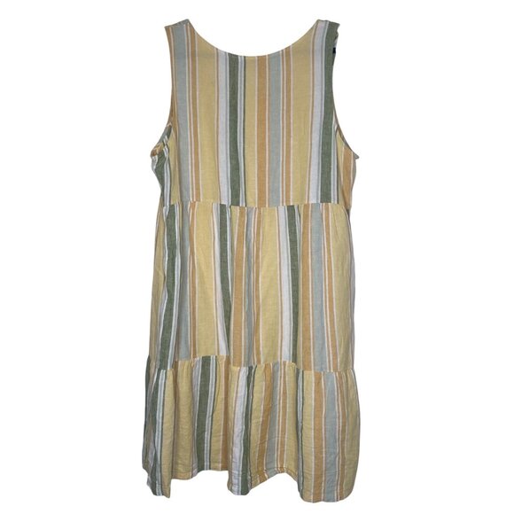 Croft & Barrow Linen Blend Dress Womens 1X  Yellow Striped Sleeveless Sundress - Picture 3 of 9
